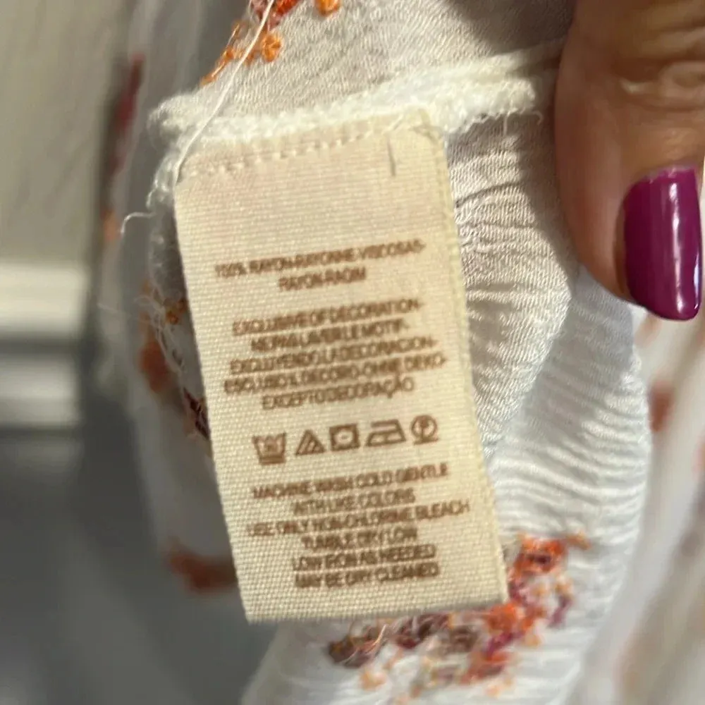 Free People Ariana White and Red embroidered tunic top size X Small - Image 14