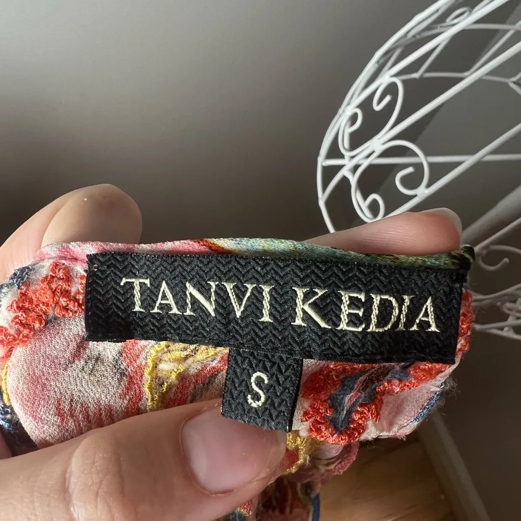 Tanvi Kedia Anthropologie S Shivali Top Embroidered Beaded Dolman Sleeve Boho - Image 5