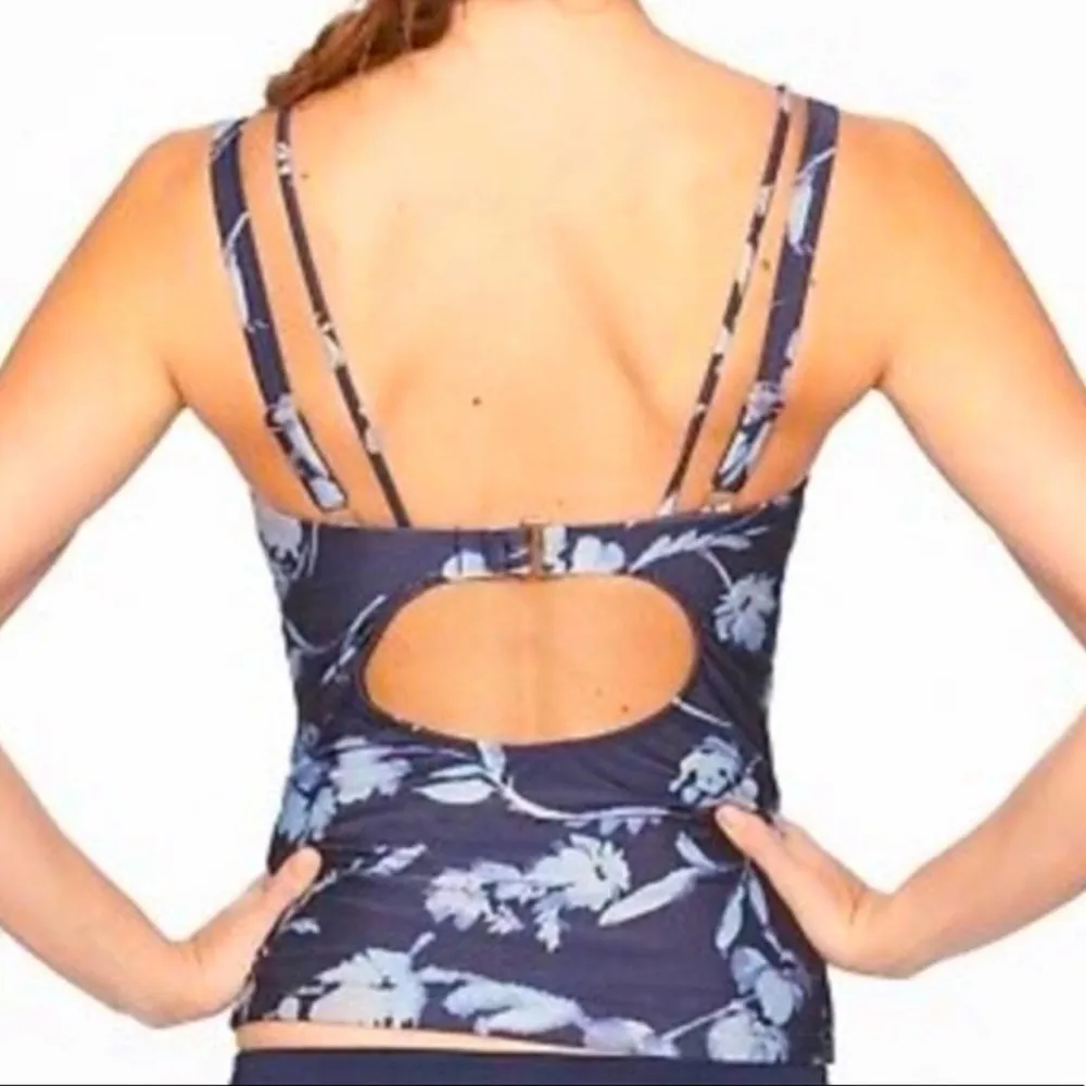 Athleta Periwinkle Purple Aqualuxe Square Neck Plunge Tankini Top - Image 3