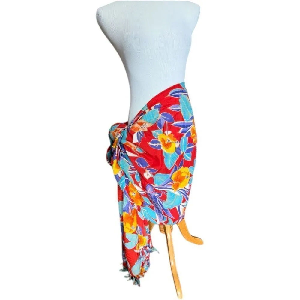 Womens Boutique Multi-Purpose Oversized Floral Tassel Fringe Cover-Up Scarf - Image 3