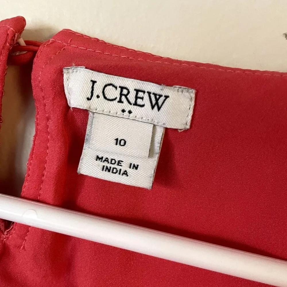 J.Crew Factory fully lined coral bright colors nylon lace overlay short sleeved Size 10 - Image 3