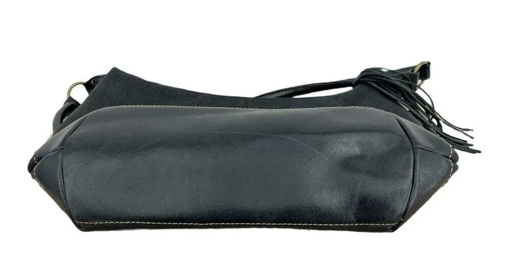 Heritage Shoulder Bag Black Leather Bronze Studded Western Tassle Purse - Image 4