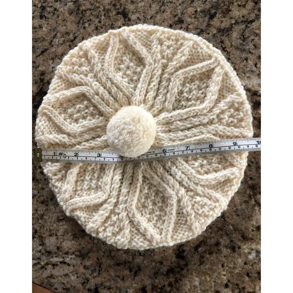 Aran hand knit Hat with pom pom from Ireland - Image 6