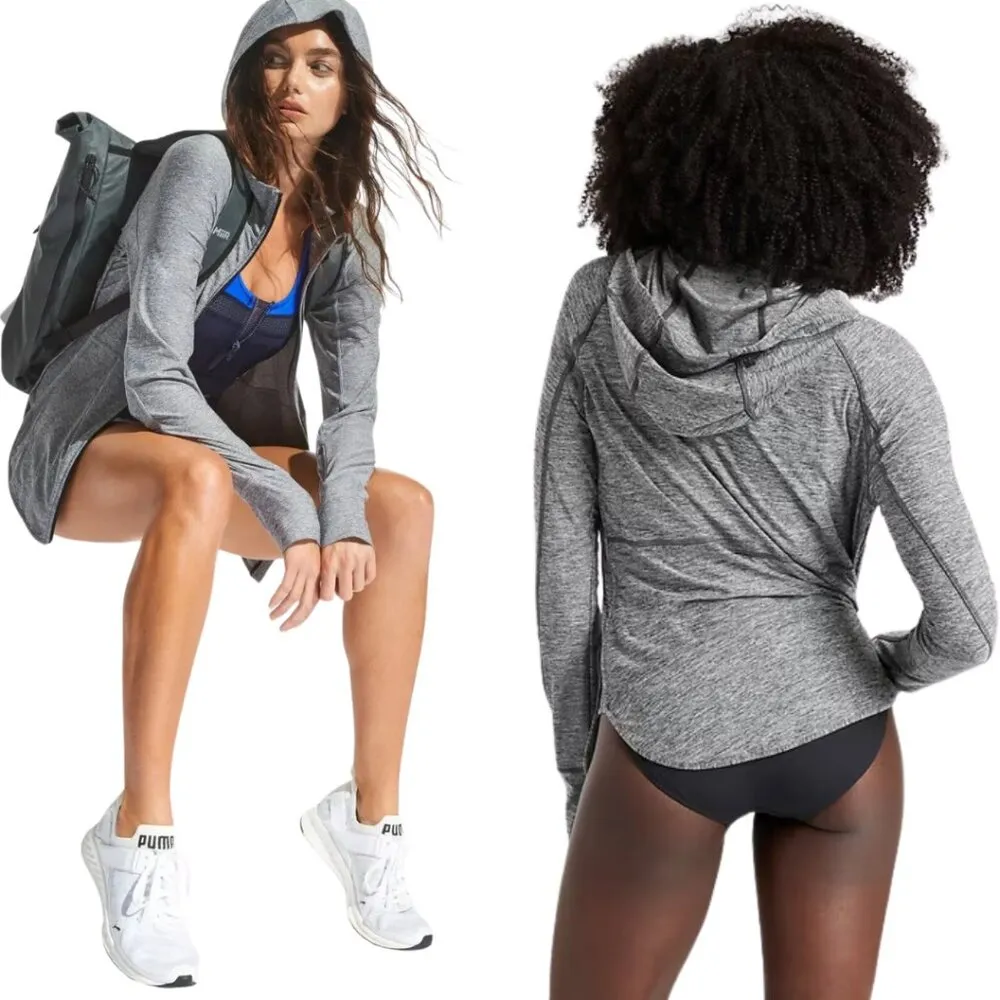 NWOT Athleta Pacifica Baja UPF Jacket Women's XS Gray Full Zip Hooded Activewear - Image 3