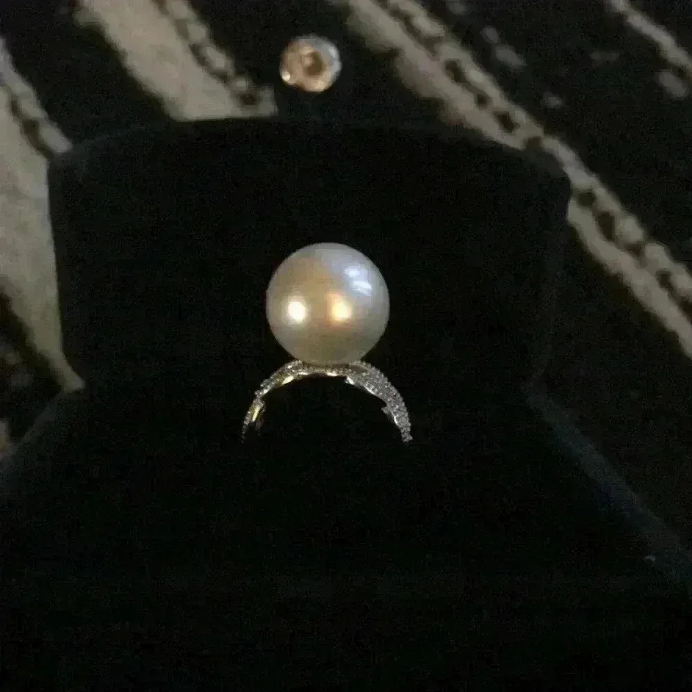 AAAA 14mm Genuine White Pearl Lace Ring - Image 8