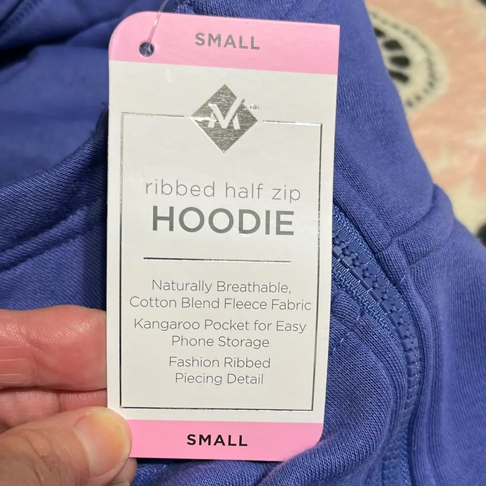 Scuba Neck Hoodie Cotton Periwinkle Blue Sweatshirt Cotton Knit Pullover Women S - Image 8