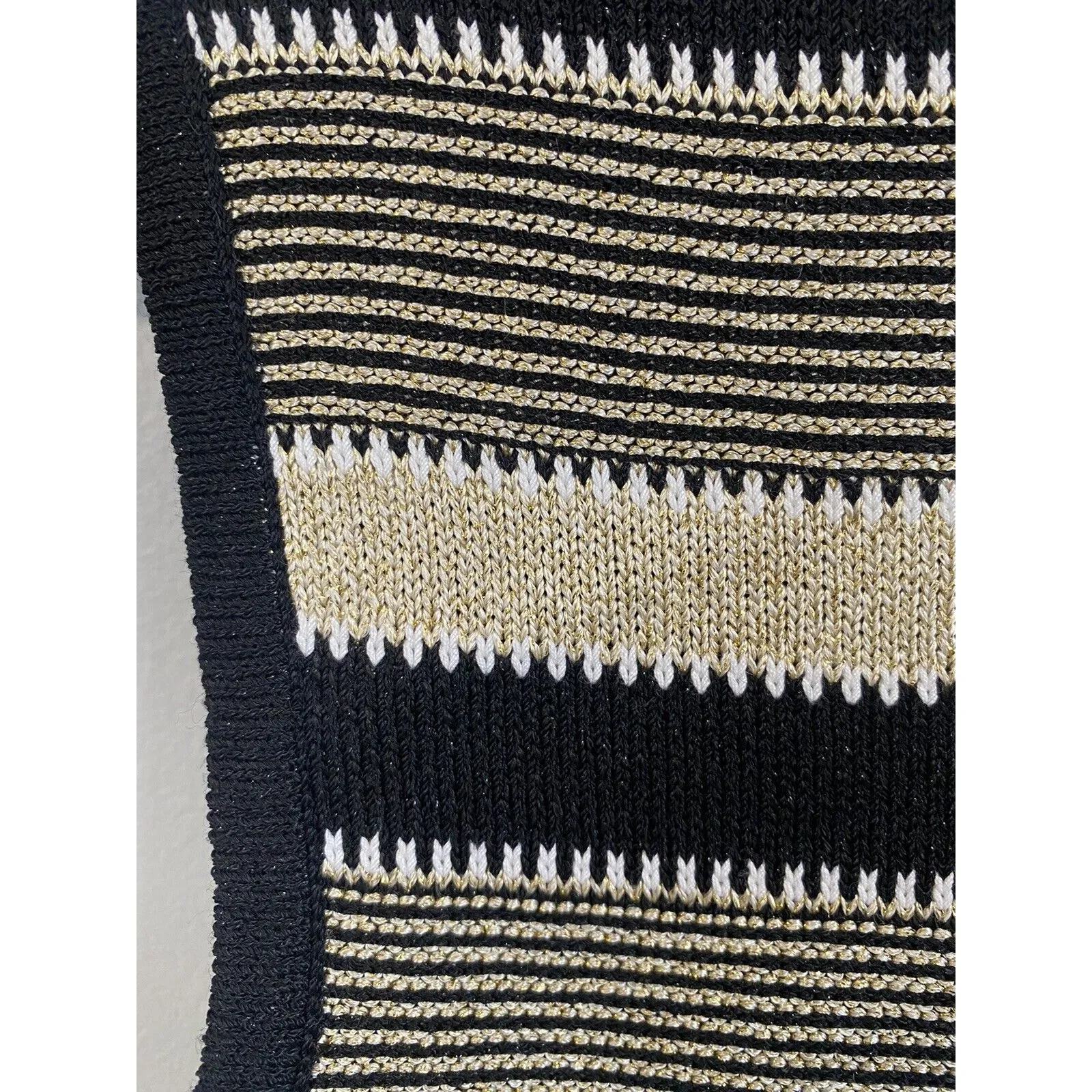 St. John Sport P Wool Blend Black Gold Striped Sleeveless Tank Top Sweater EUC - Image 9