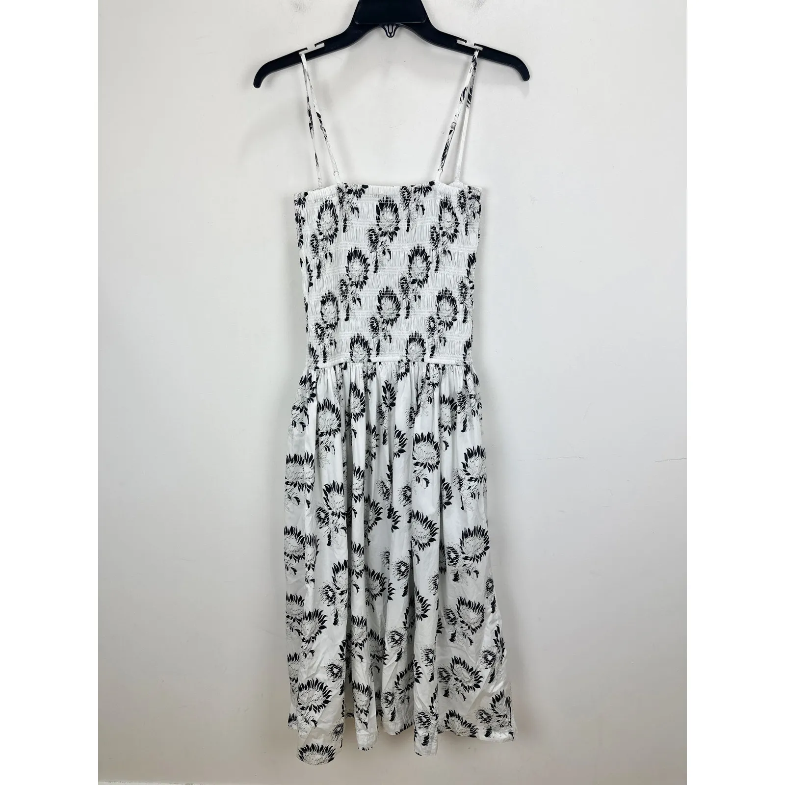 Madewell Smocked Maxi Dress Graphic Sunflowers White Cotton A Line Small NWT - Image 13