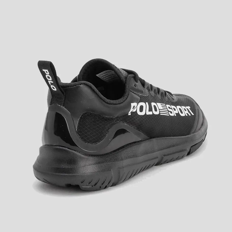 Ralph Lauren Polo Sport Logo Tech Racer Low Top Lace Up Black Sneakers - Image 3