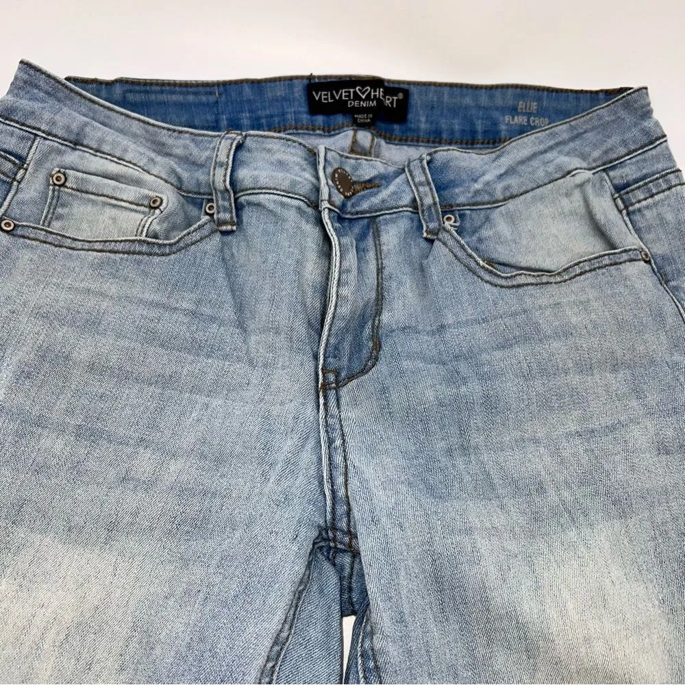 Velvet Heart Premium Denim Ellie Flare Crop Light Mid Rise Distress Jeans Sz 29 - Image 8