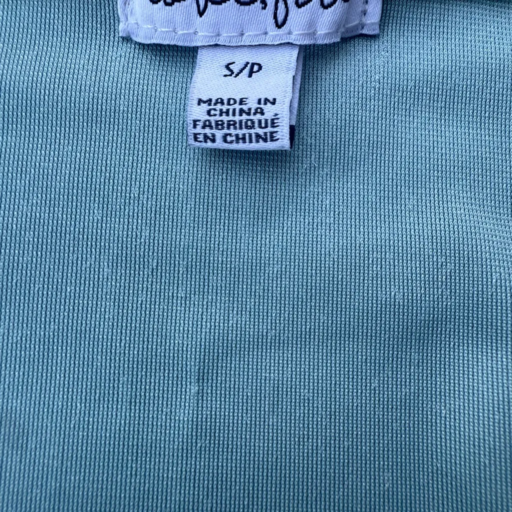 Love Fire Mineral Blue Womens Small Ruched Velvet Square Neck Long Sleeve Top - Image 5