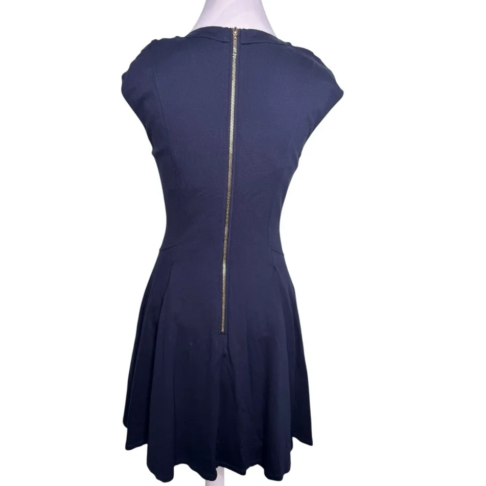 Eliza J Womens Navy Blue Cap Sleeve Mini Fit and Flare Dress Size 4 - Image 4