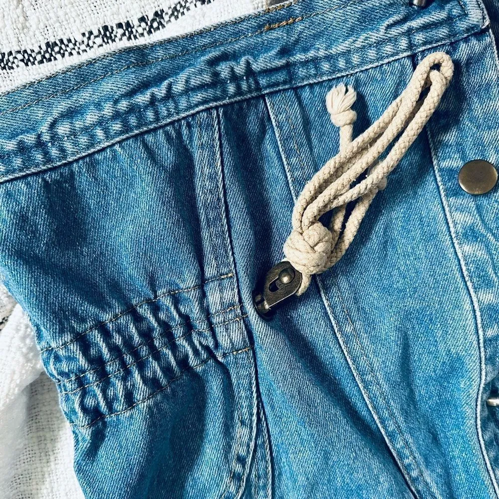 Vintage 80s/90s Cinched Waist Rope Detailed Denim Jacket Blue Size undefined - Image 3