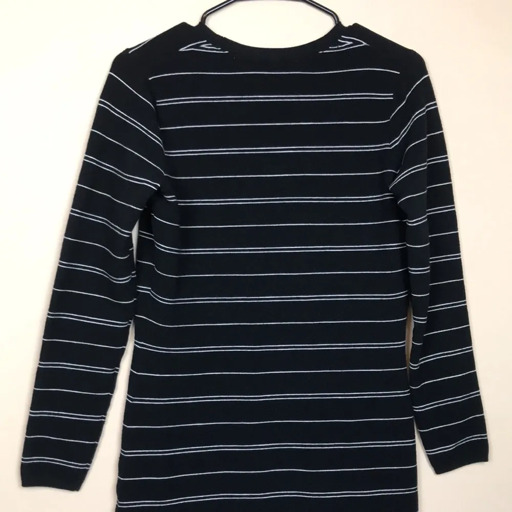Athleta Women’s Wool Blend Knit Striped Black White Midi Sweater Dress - Image 6