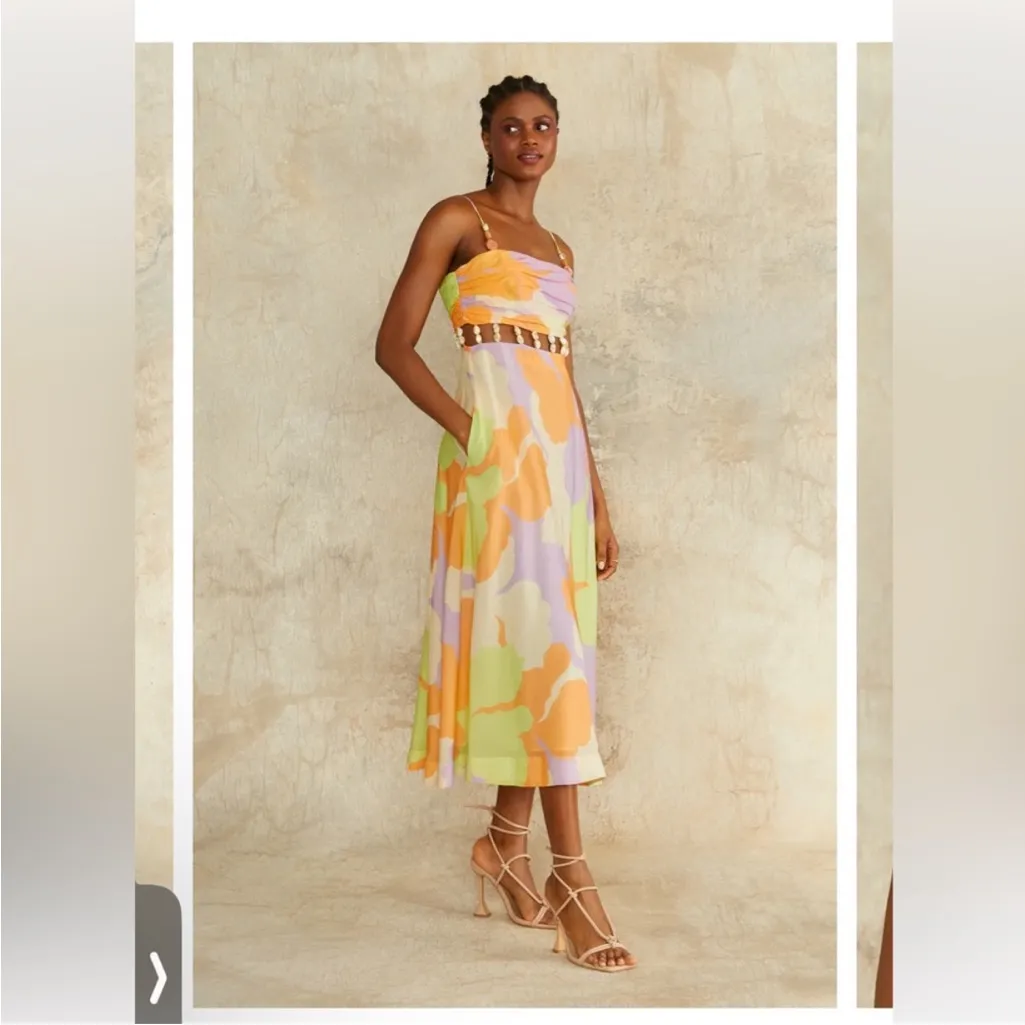 Amur Georgie Beaded Waist Midi Dress size 8 - Image 3