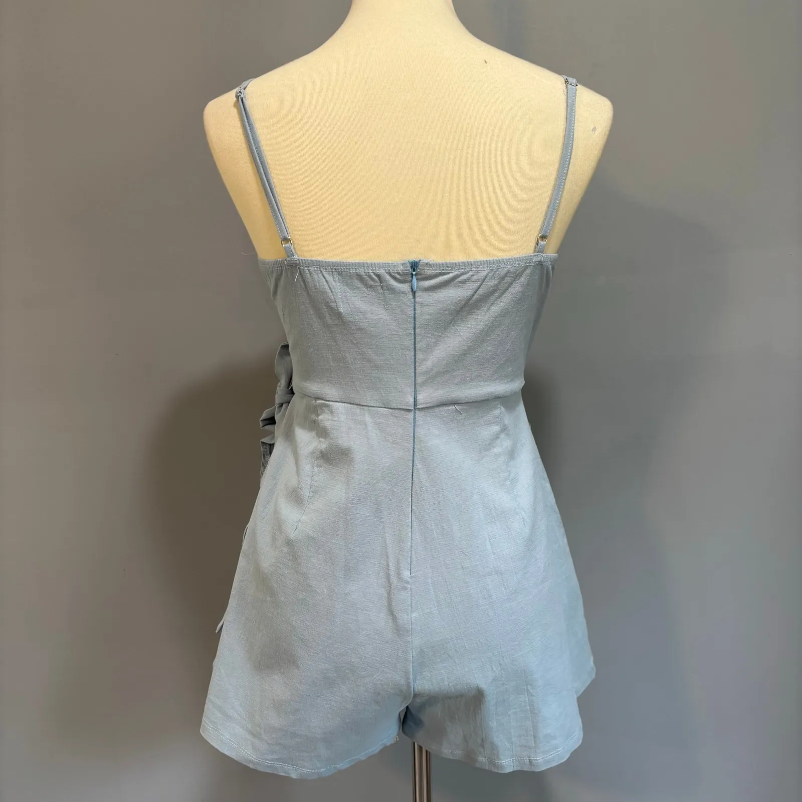 Princess Polly Cottage Hill mini dress, light blue mini skort romper, Size 8 - Image 3