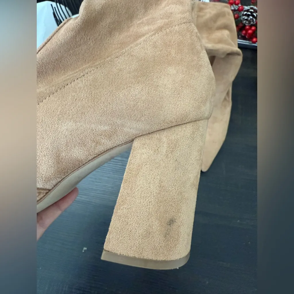 Steve Madden Suede Pointed-Toe Heeled Boots Tan Size 10M - Image 8
