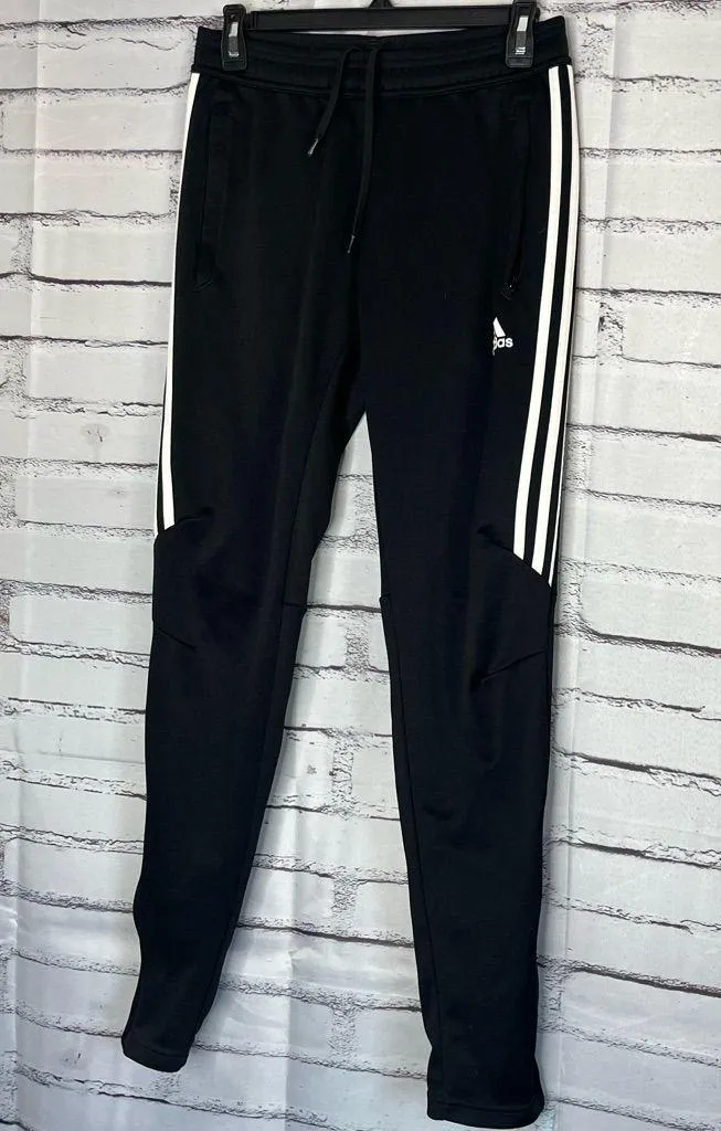 Adidas Black and White Track Pants with Tapered Fit Joggers SZ S Y2K Classic - Image 8
