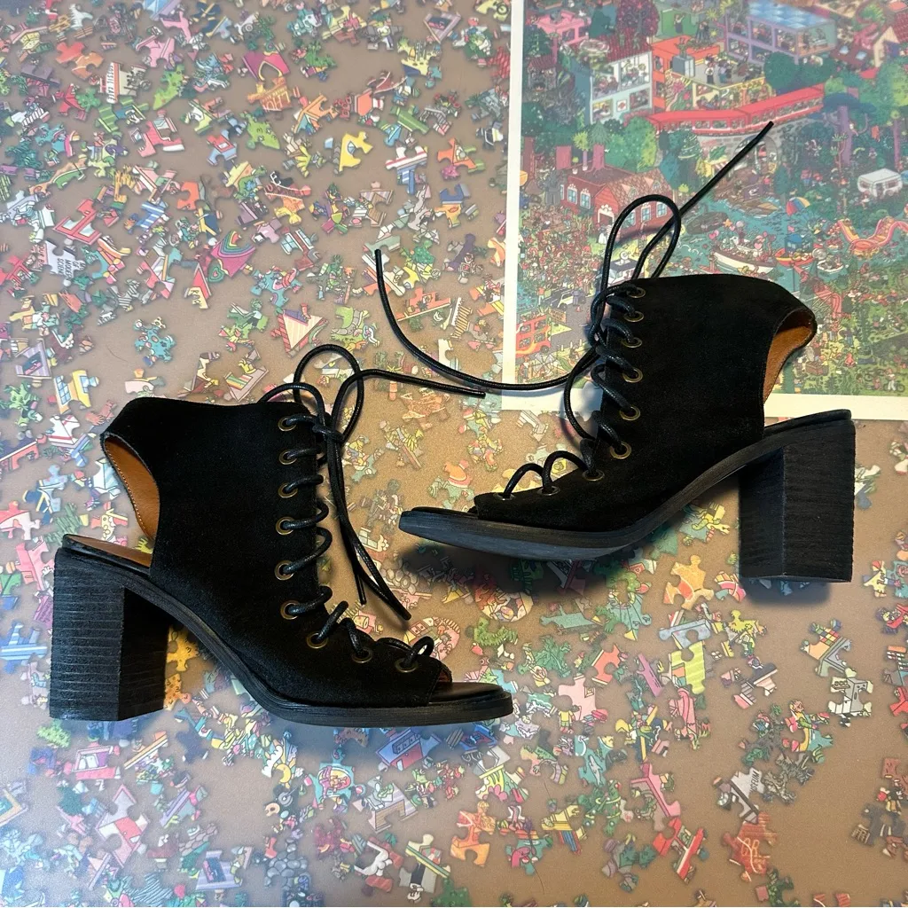 Free People x Jeffrey Campbell Black Lace-Up Heeled Boots - Image 2