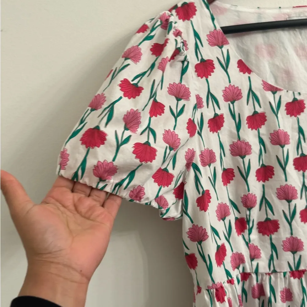 J. Crew Tiered poplin puff-sleeve romantic cocktail midi dress XL - Image 8