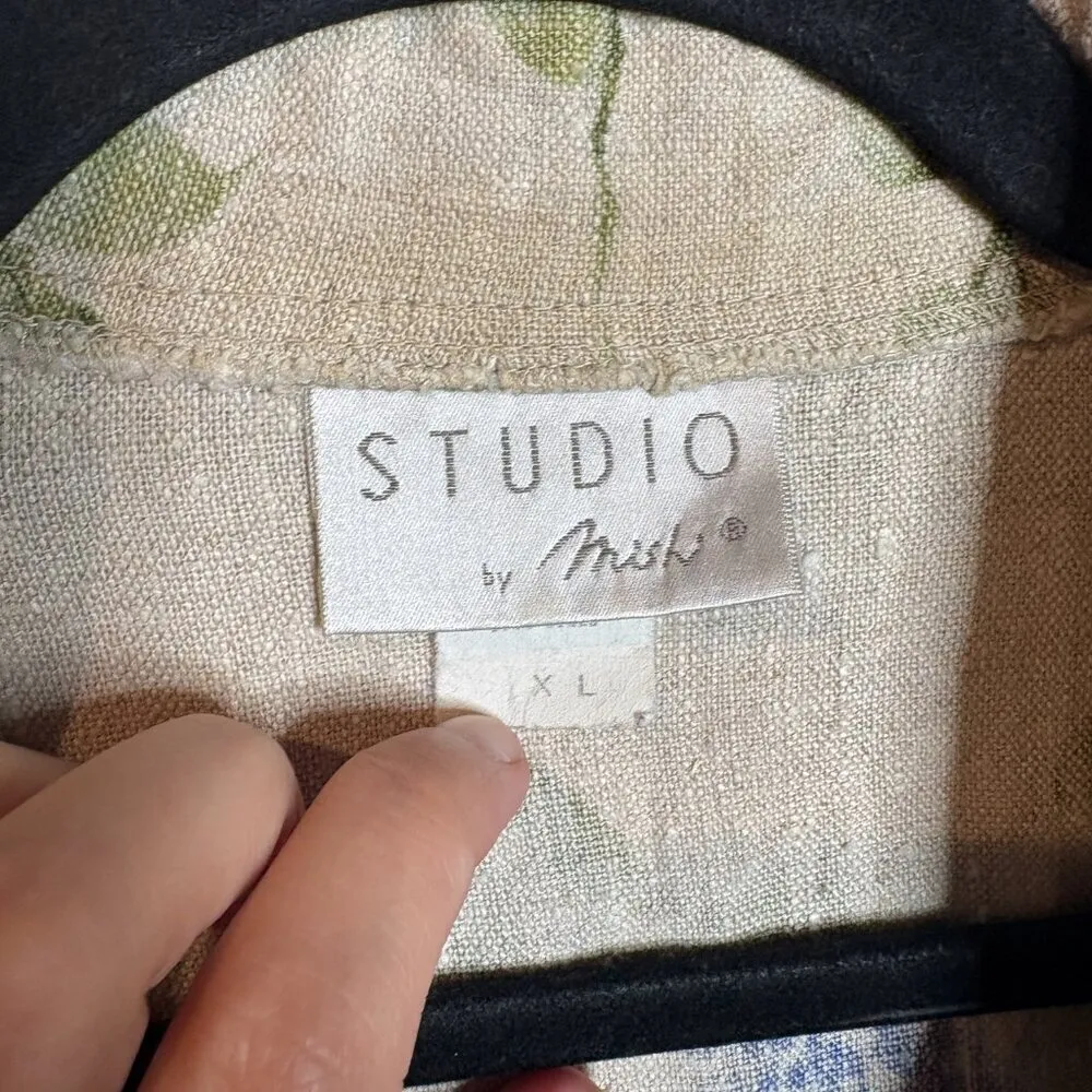 Cottagecore cream floral linen jacket White Size XL - Image 3