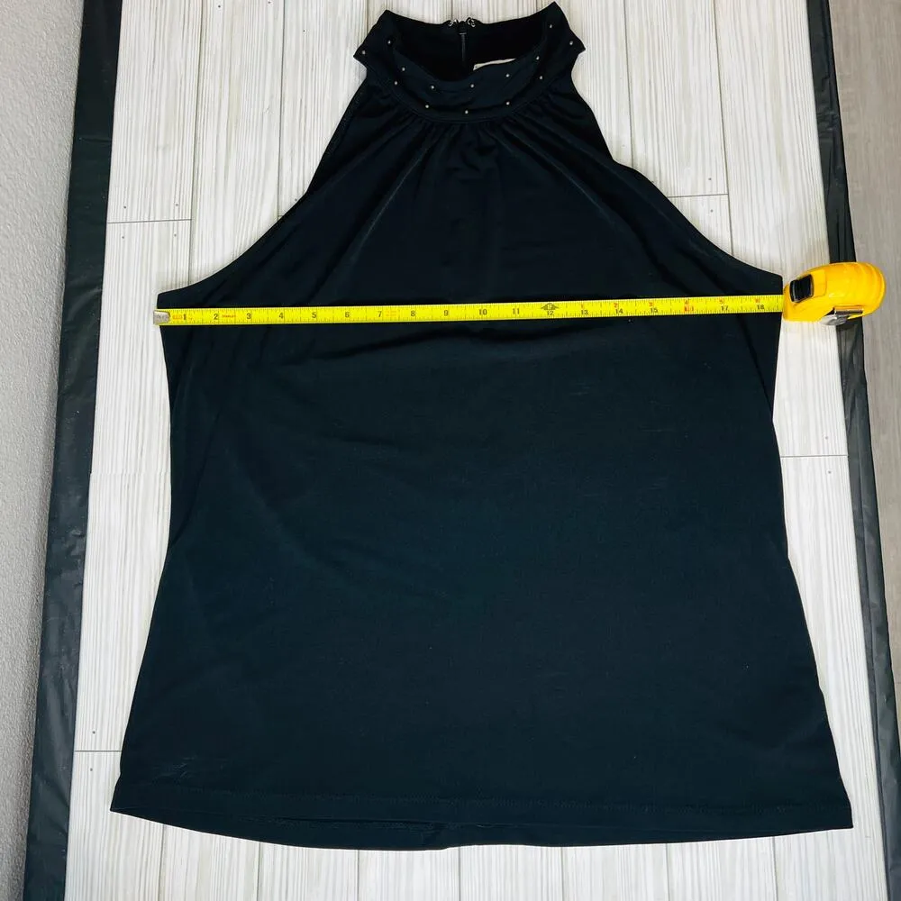 Michael Kors Black Sleeveless High Neck Embroidered Halter Top - Image 7
