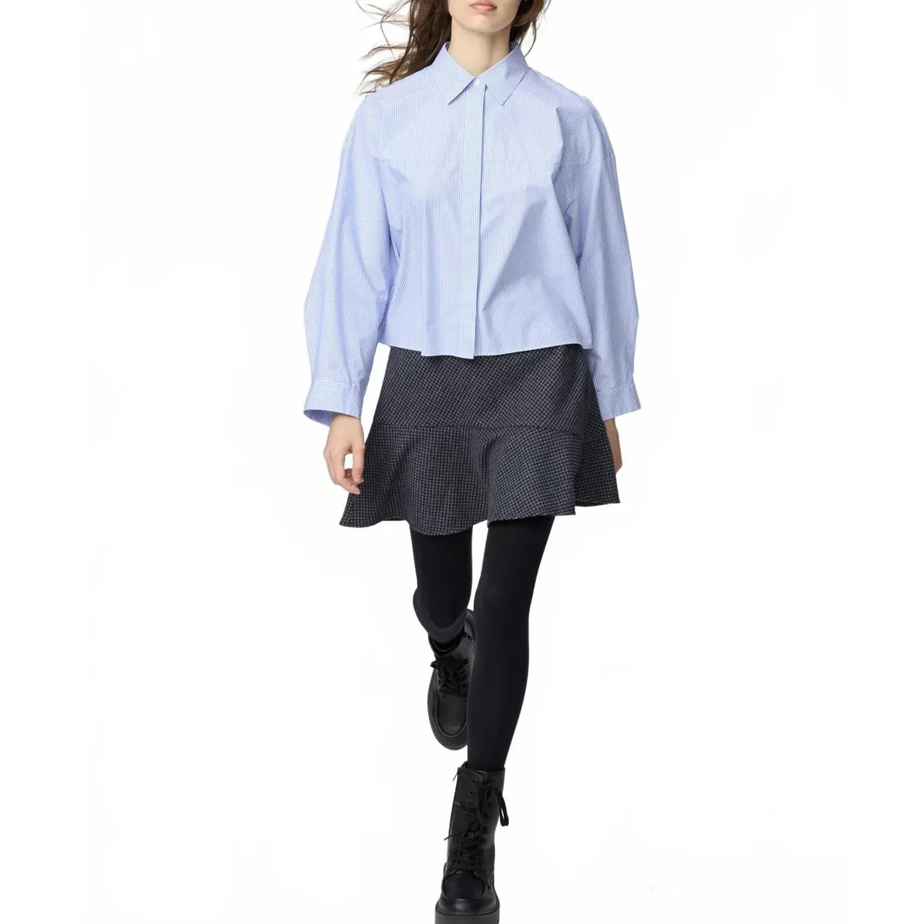 Uniqlo C Cotton Cocoon Shirt | Striped NWT Blue Large - Image 2