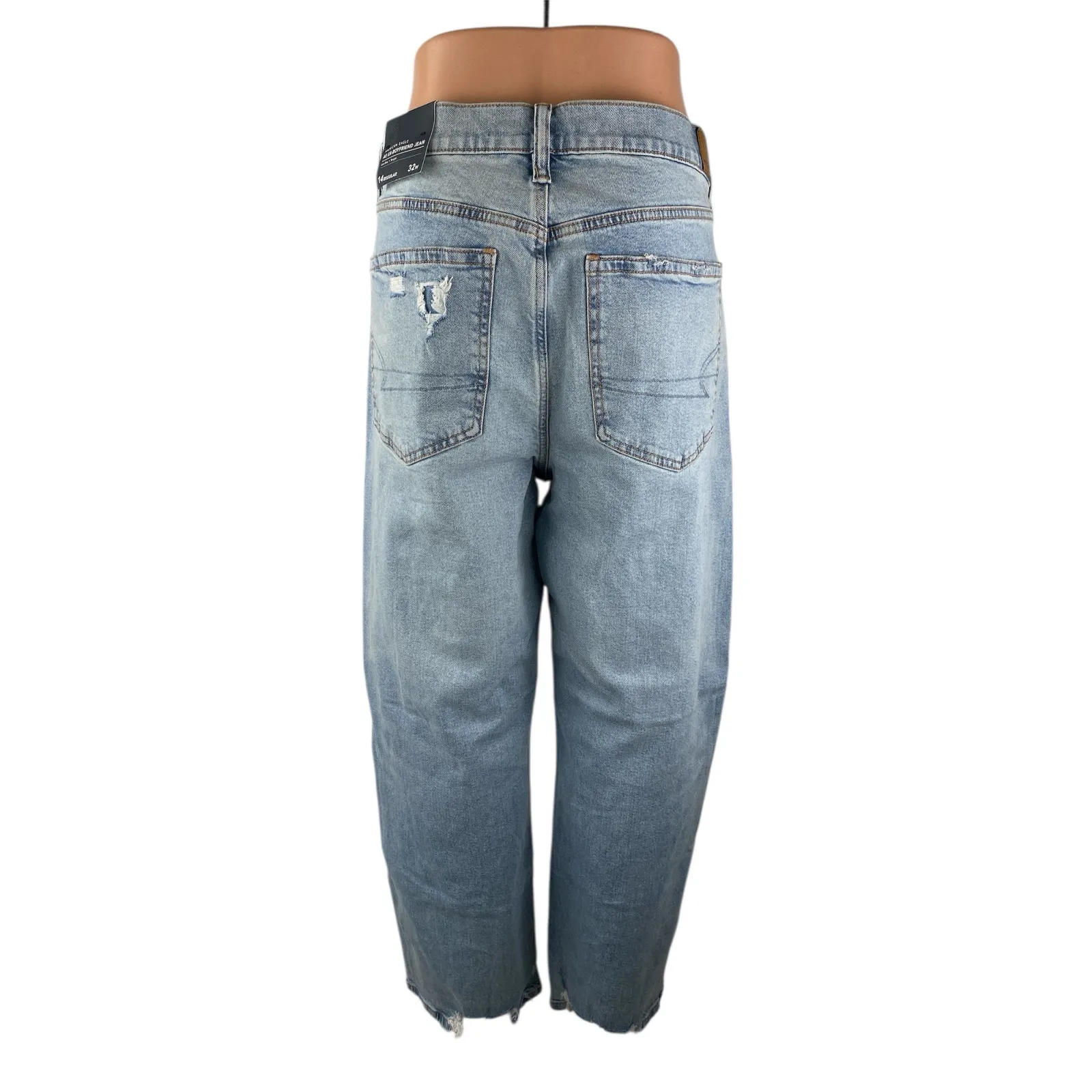 NEW American Eagle Strigid Women's Blue Distressed Baggy Denim Jeans Size 14 - Image 2