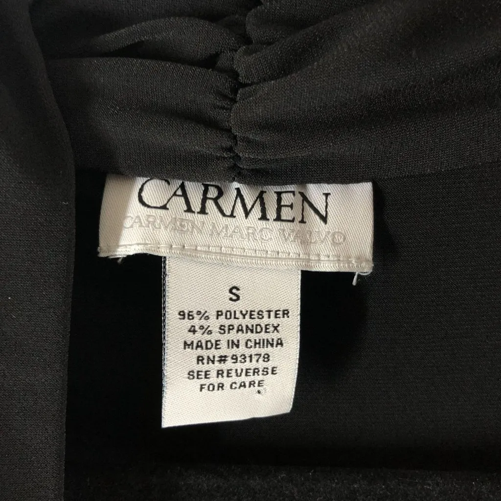 Carmen Marc Valvo Womens Top Sleeveless V Neck Draped Stretch Black S - Image 3