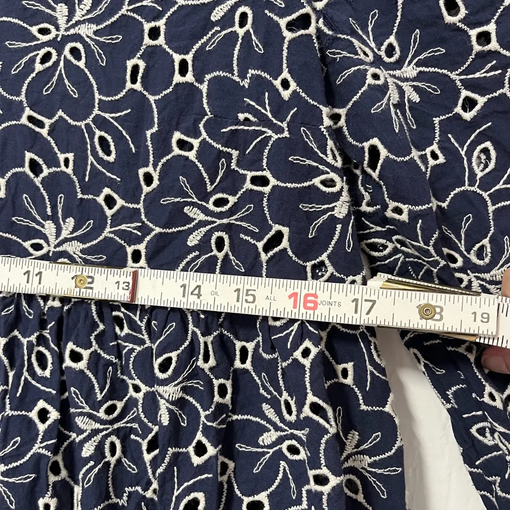 Sezane Aura babydoll eyelet floral Dress in navy blue size 2 - Image 7