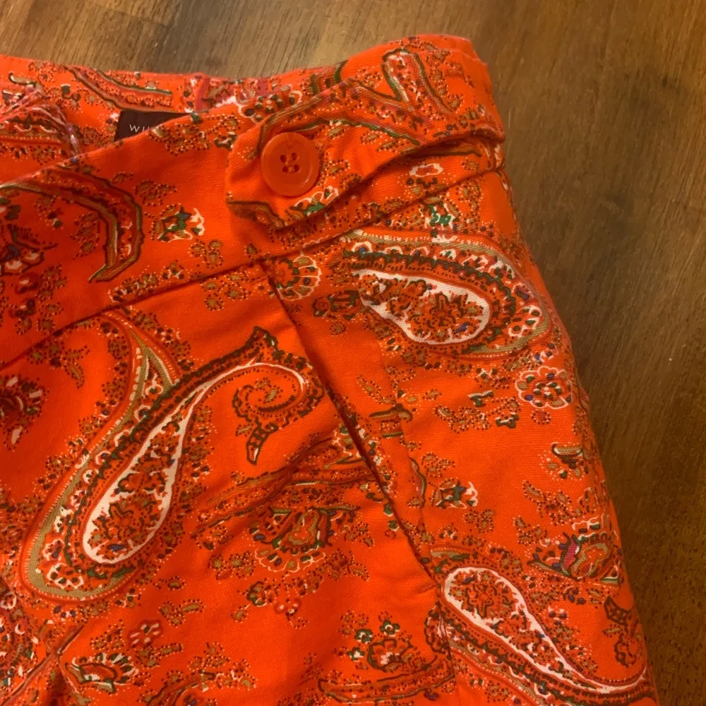 Willi Smith Shorts 6 Orange white green Paisley Flat Front Chinos Pocket Casual - Image 3