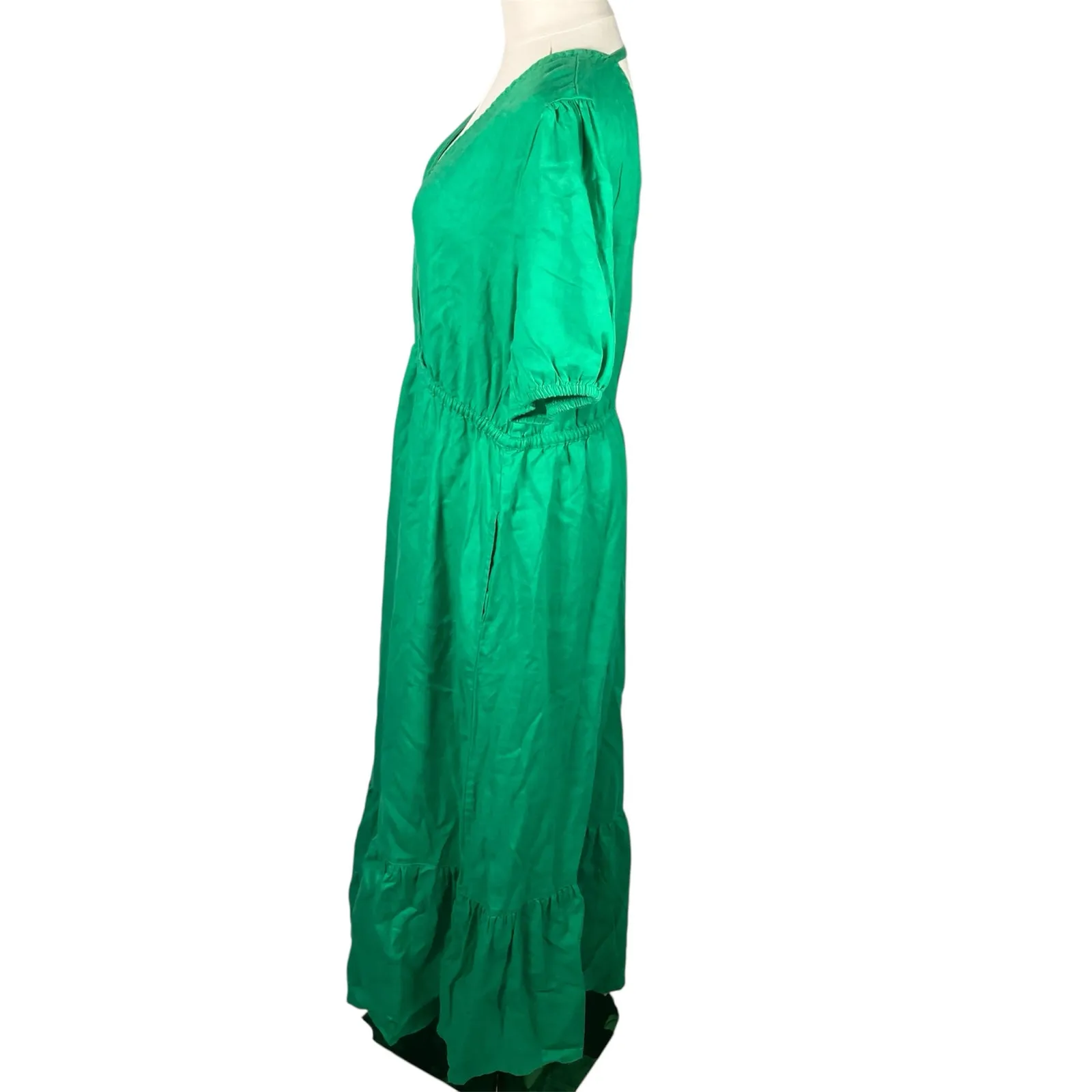 Fatface Green Vivvie‎ Linen Midi Dress Womens 14R Pockets Bright Clean Girl - Image 3