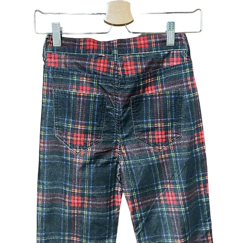 Pam & Gela  Tartan Plaid Slim‎ Crop Pant Red Multi Size 25 - Image 8