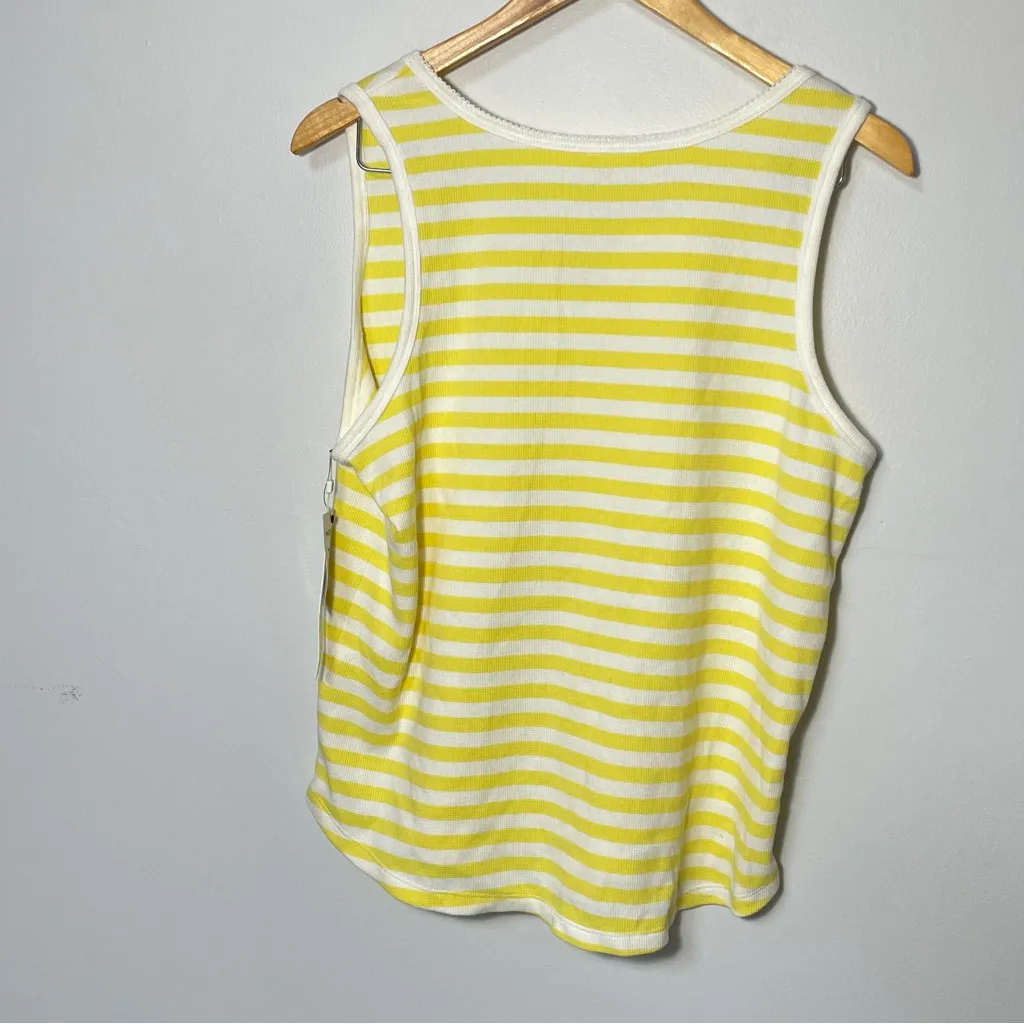 Caslon Butter Yellow‎ and white Thermal tank top Women's size M, NWT - Image 3