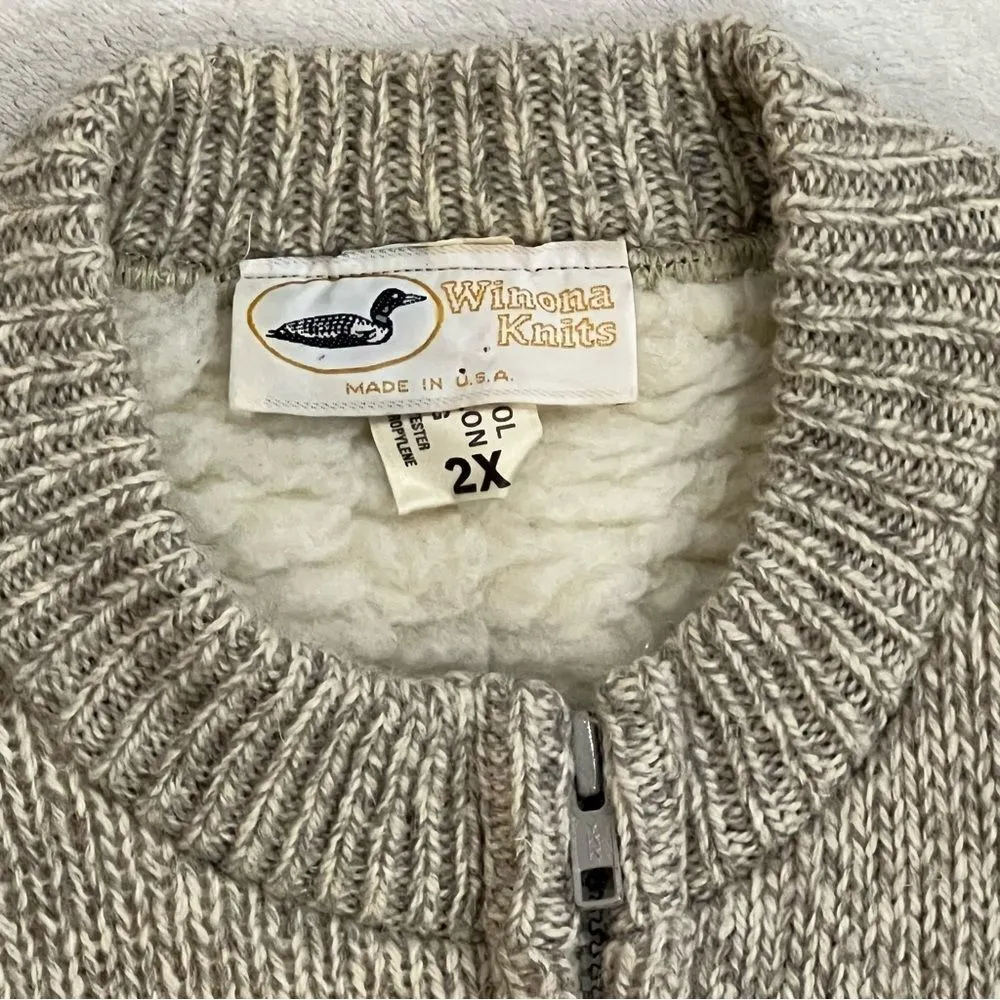 Winona Knits Sherpa Lined Knit Vest Size 2X Tan - Image 4