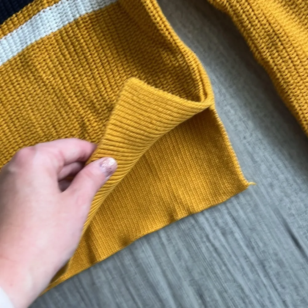 Lottie Moss Mustard Yellow White and Blue Striped Sweater Size S - Image 5