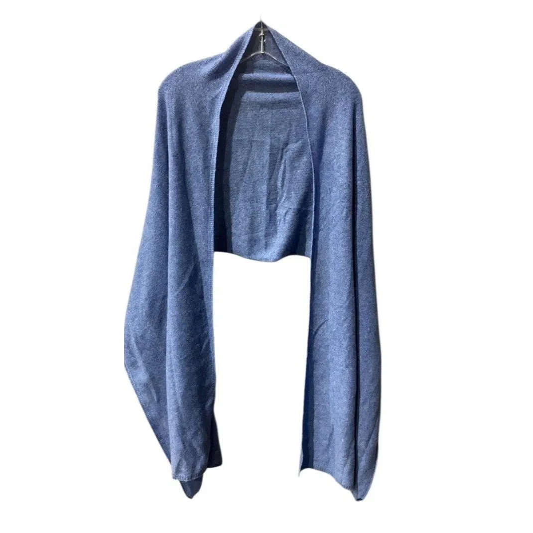 Gobi Cashmere Shawl Made in Mongolia Blue Finished/Ribbed Edge New SOFT - Image 2