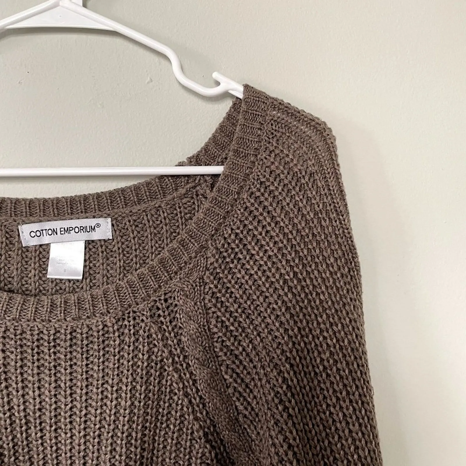 Cotton Emporium brown green knit pullover sweater top casual comfortable size S - Image 2