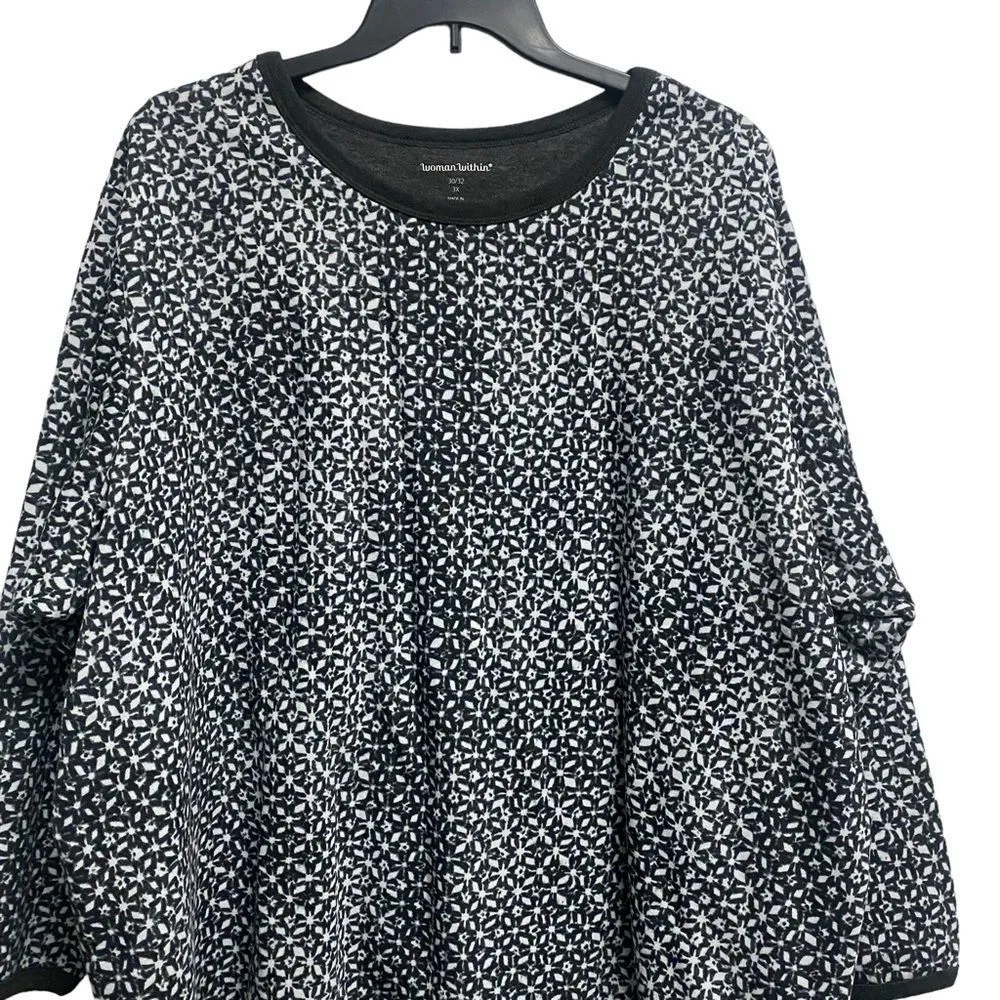 Woman Within Woman 3X Top Boat Neck Long Sleeve Top - Image 2