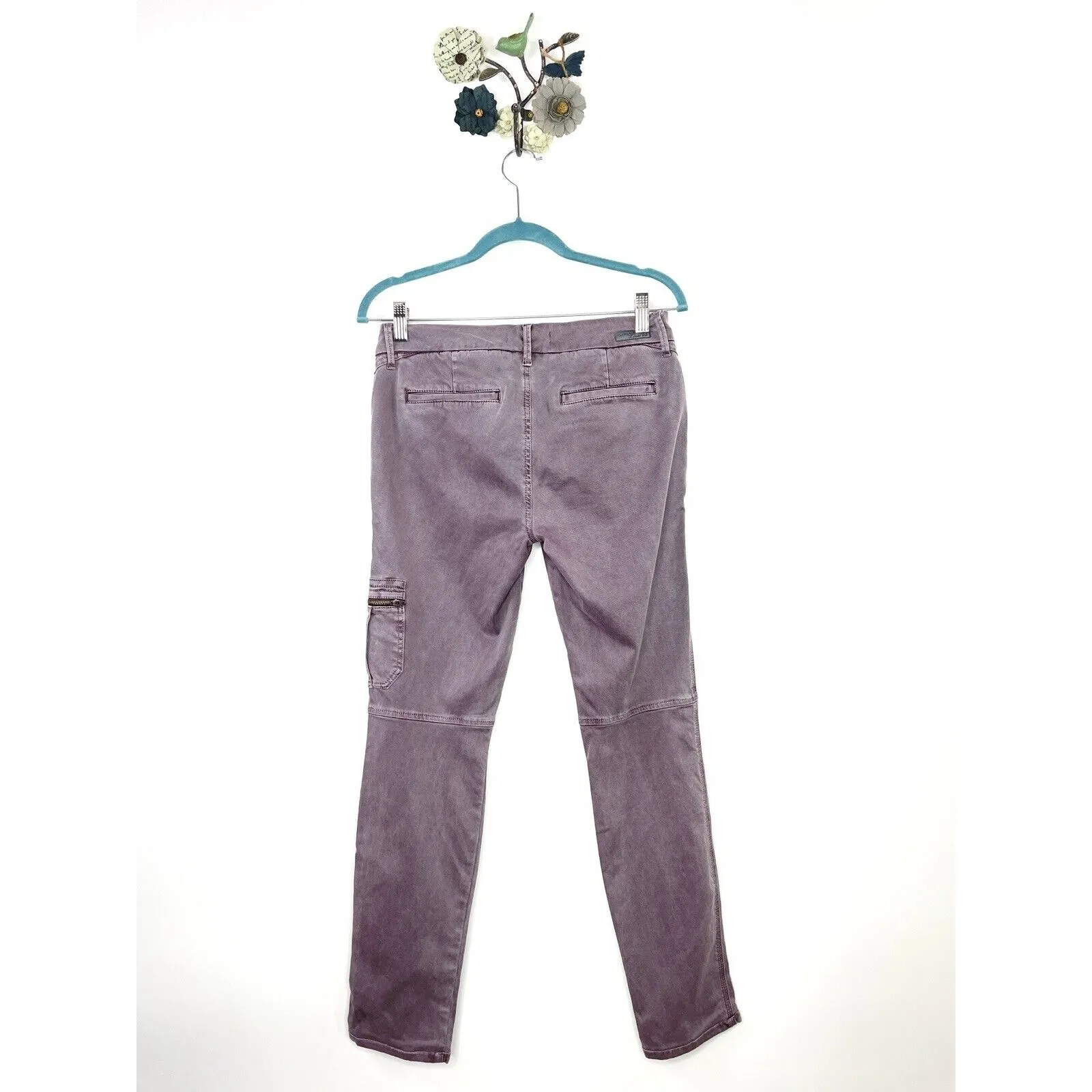 Level 99 Womens Cargo Skinny Jeans Purple Stretch Mid Rise Zip Pockets Size 28 - Image 6