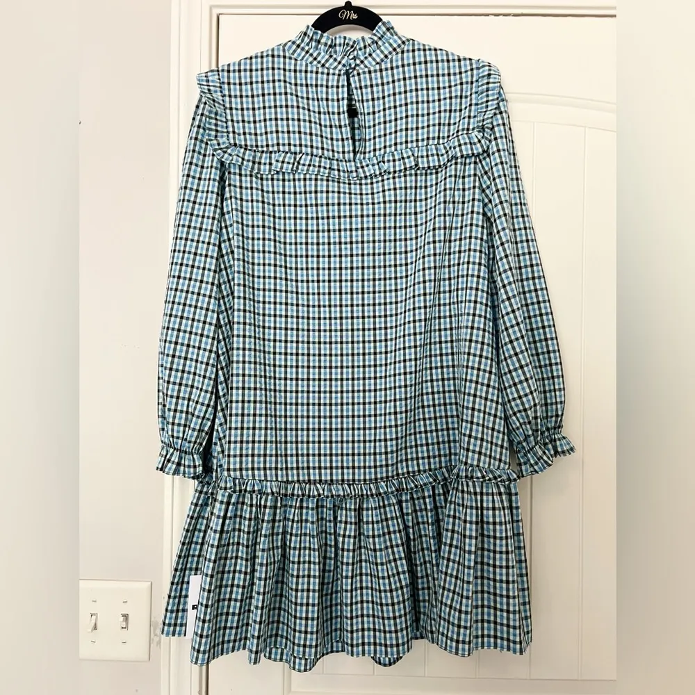 NWT RIXO Elena Rufled Mini Dress Green Black Seersucker Size 6 - Image 8