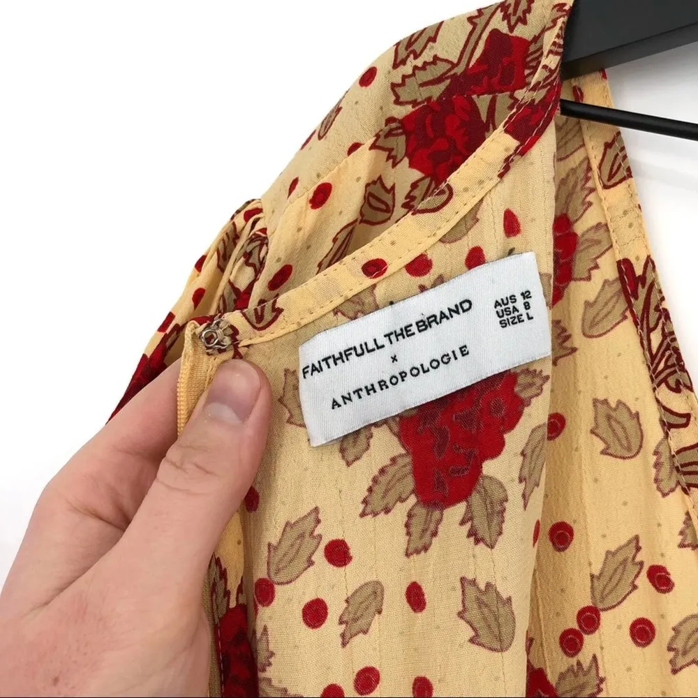 x ANTHRO Melia Midi Dress Light Yellow Red L - Image 6