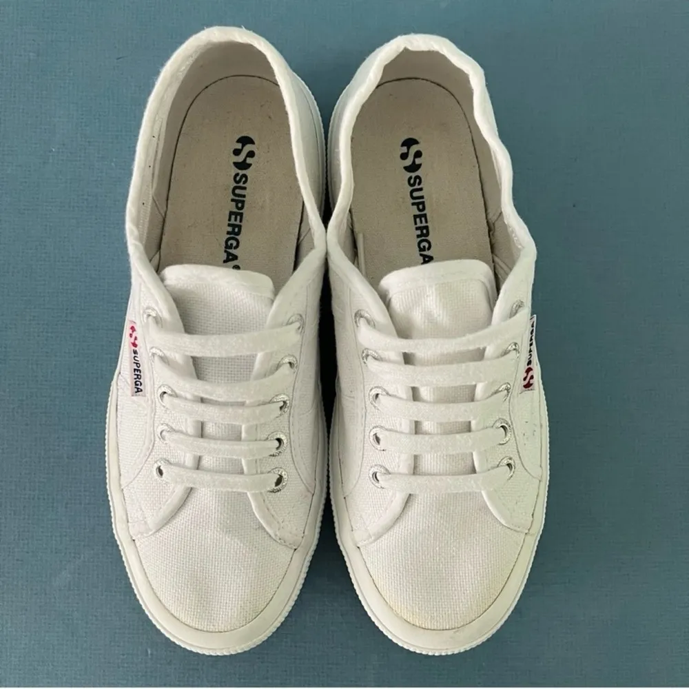 Superga 2750 COTU Classic White Canvas Lace Up Sneakers - Image 6
