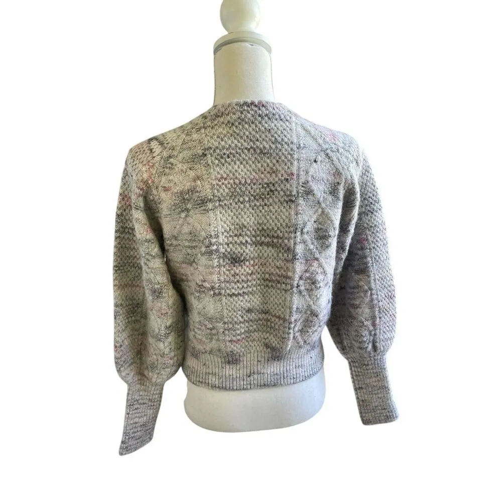 Veronica Beard Adelaide Crew Neck Full Sleeve Sweater S Merino wool/ Alpaca Gray - Image 2