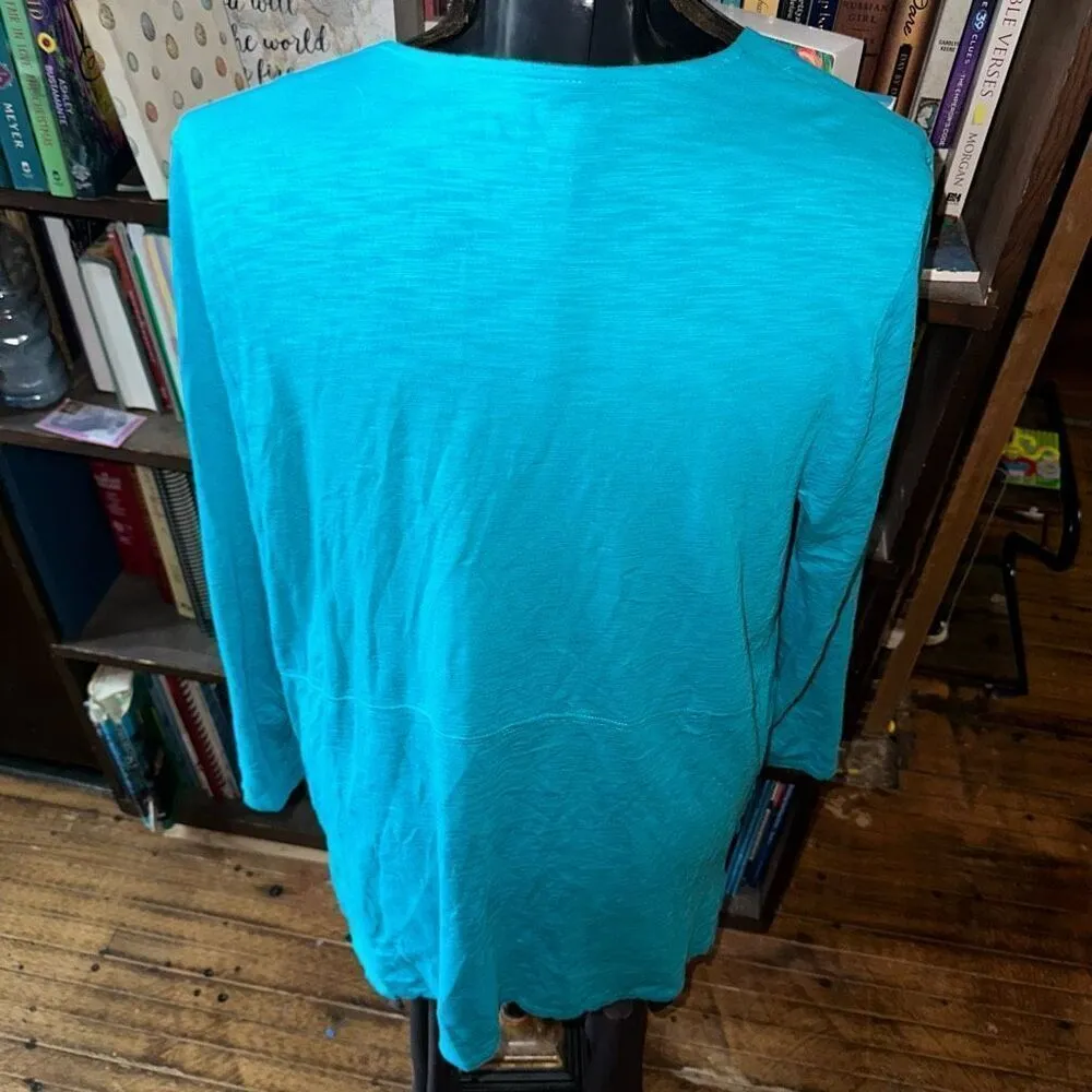 Chicos ultimate tee bright blue 1/M knit layered cardigan - Image 2