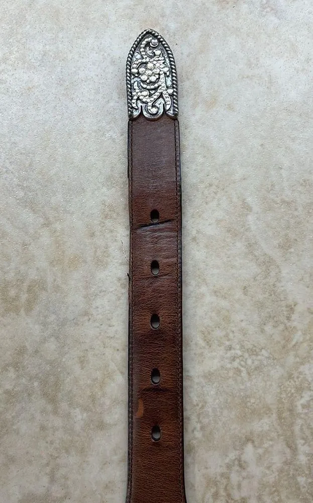 Belt Full Grain Leather Rhinestone Buckle Western 711123 Brown Size 30 - Image 8