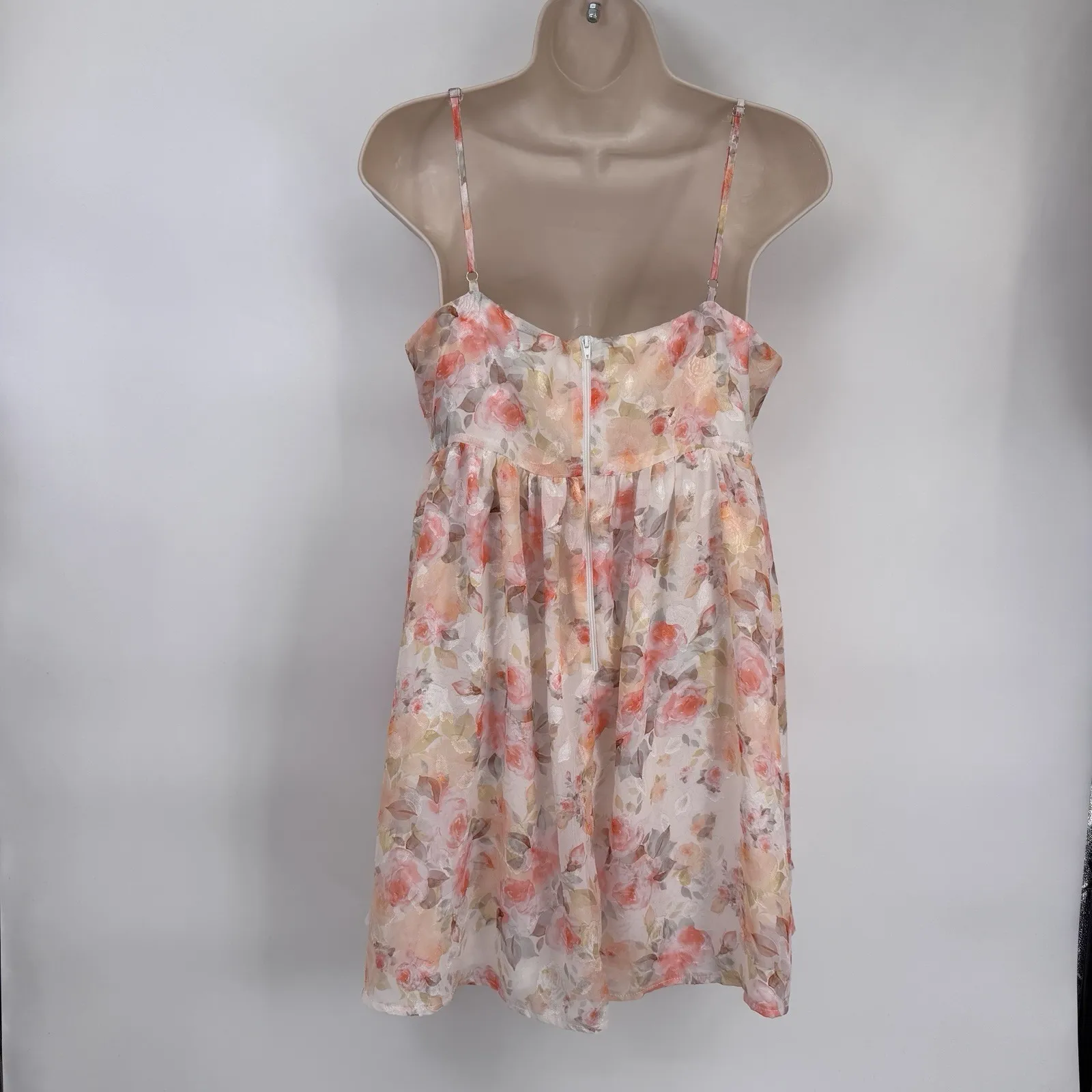 Vintage Y2K Windsor Babydoll Dress Womens M White Orange Floral Garden Fairy - Image 8