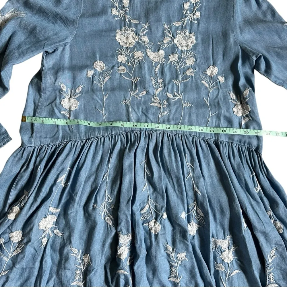 hilosophy Womens Size Medium Embroidered Floral Babydoll Dress Boho Cottagecore - Image 5