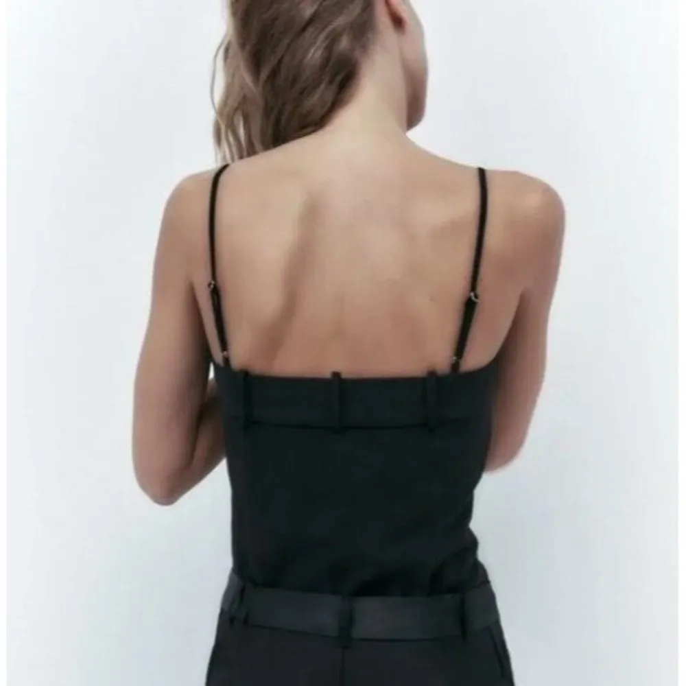 NWT Zara Woman Waistband Effect Black Top Bodysuit Size M - Image 5