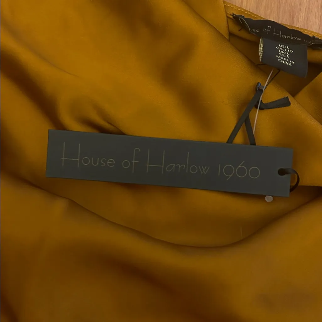 NWT House of Harlow 1960 Bronze Drape Neck Bodysuit Orange Size L - Image 5